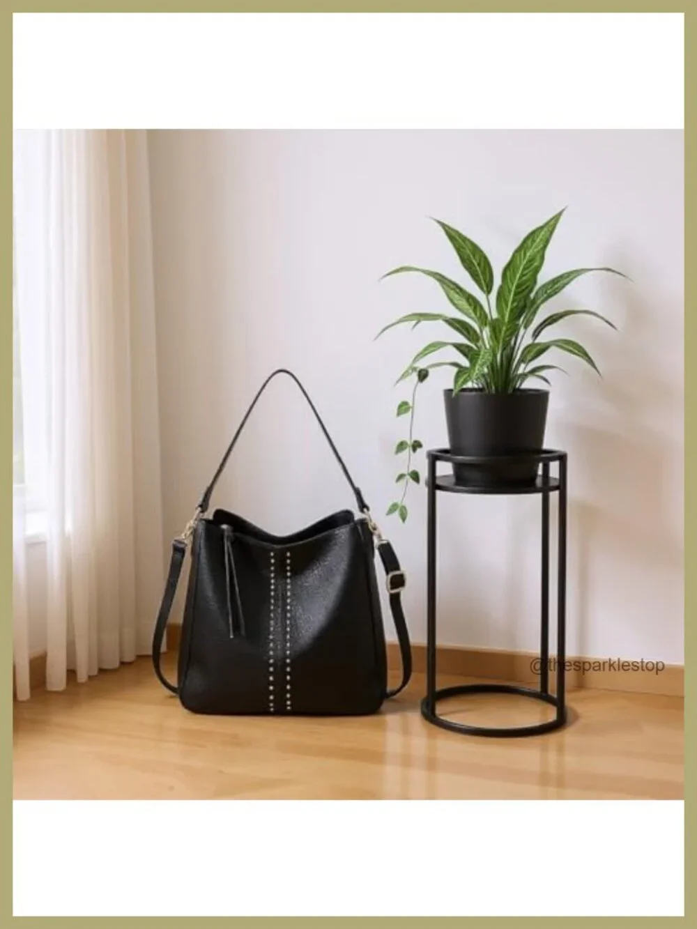 Faux Leather Hobo Bag with Detachable Strap, Zip-Top, Interior Pockets